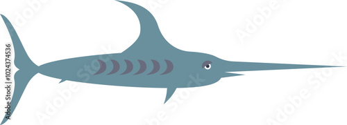 Illustration of a swordfish with a long bill and streamlined body, symbolizing speed and agility.