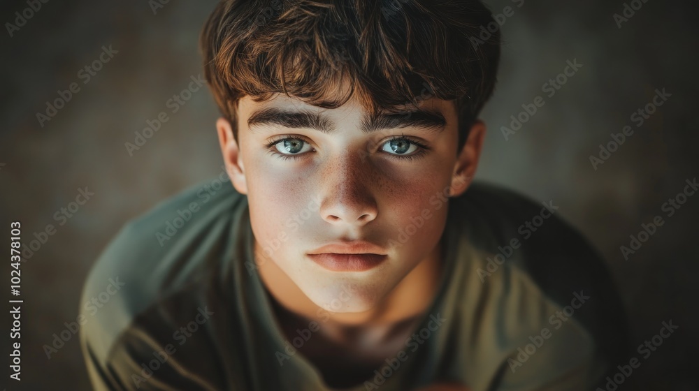 Teenage Boy Portrait with Blue Eyes Teenage Boy Portrait with Blue Eyes