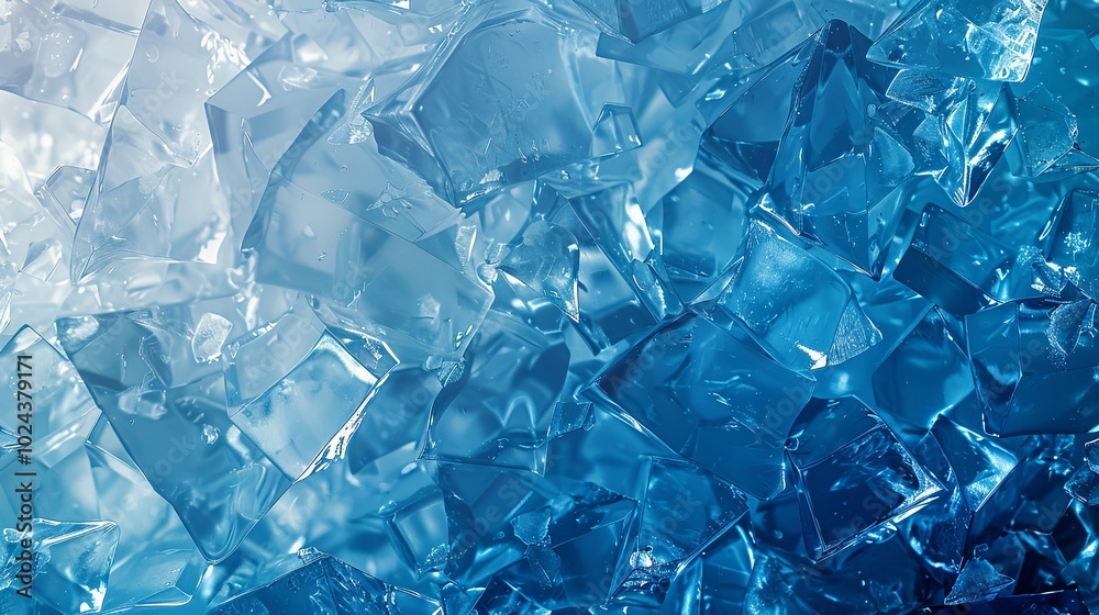 Close-up of Icy Blue Crystal-like Gelatin Texture Close-up of Icy Blue Crystal-like Gelatin Texture
