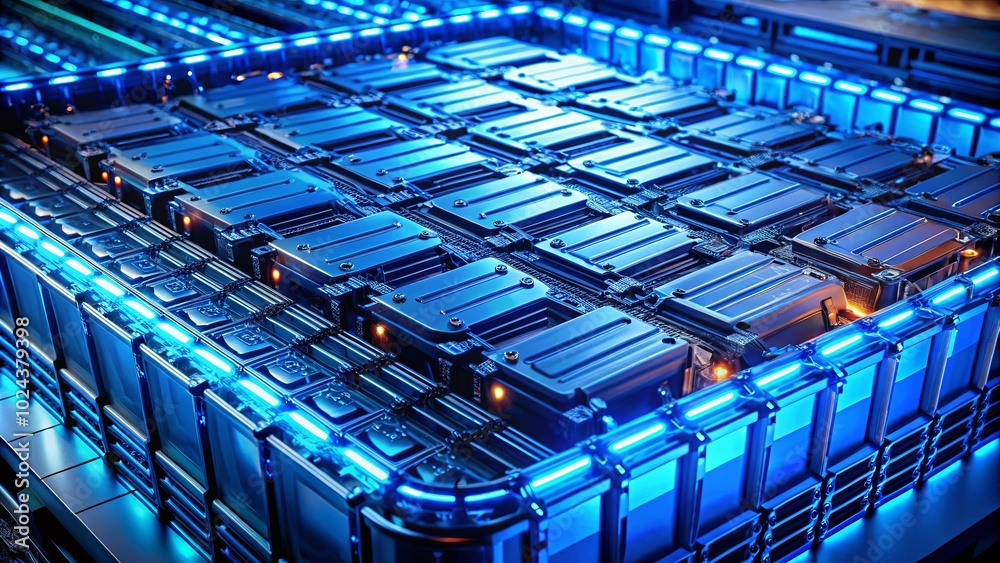 An intricate network of metallic squares, each with glowing blue accents, forms a mesmerizing pattern, highlighting the interconnectedness of a complex technological system. An intricate network of metallic squares, each with glowing blue accents, forms a mesmerizing pattern, highlighting the interconnectedness of a complex technological system.