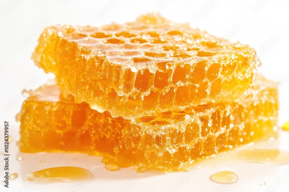 Sweet honeycombs with honey, isolated on white Sweet honeycombs with honey, isolated on white