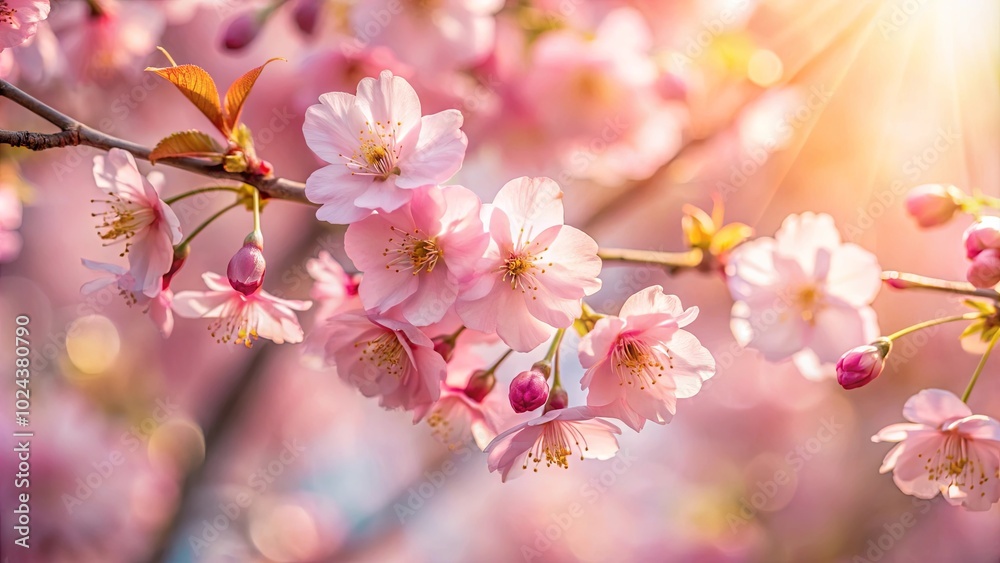 Soft Pink Blossoms Bathed in Golden Sunlight, a Symphony of Delicate Petals Unfurling in the Gentle Breeze Soft Pink Blossoms Bathed in Golden Sunlight, a Symphony of Delicate Petals Unfurling in the Gentle Breeze