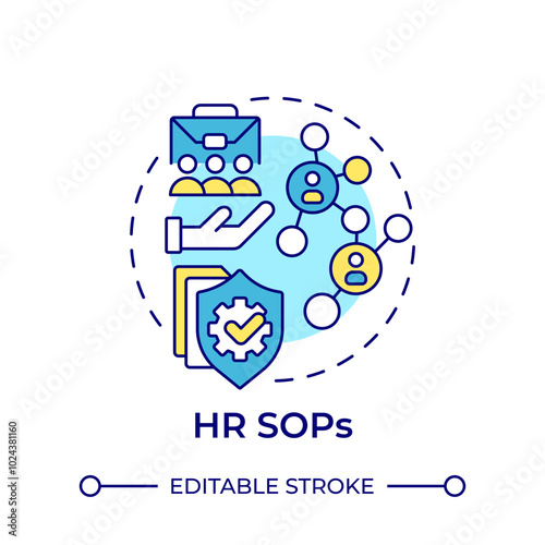 HR sops multi color concept icon. Human resources, compliance. Hiring, recruitment. Round shape line illustration. Abstract idea. Graphic design. Easy to use in infographic, presentation