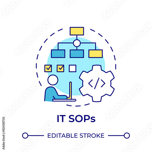 IT sops multi color concept icon. Regulatory compliance, information management. Round shape line illustration. Abstract idea. Graphic design. Easy to use in infographic, presentation