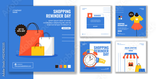 Shopping Reminder Day Social Media Post Flat Cartoon Hand Drawn Templates Background Illustration