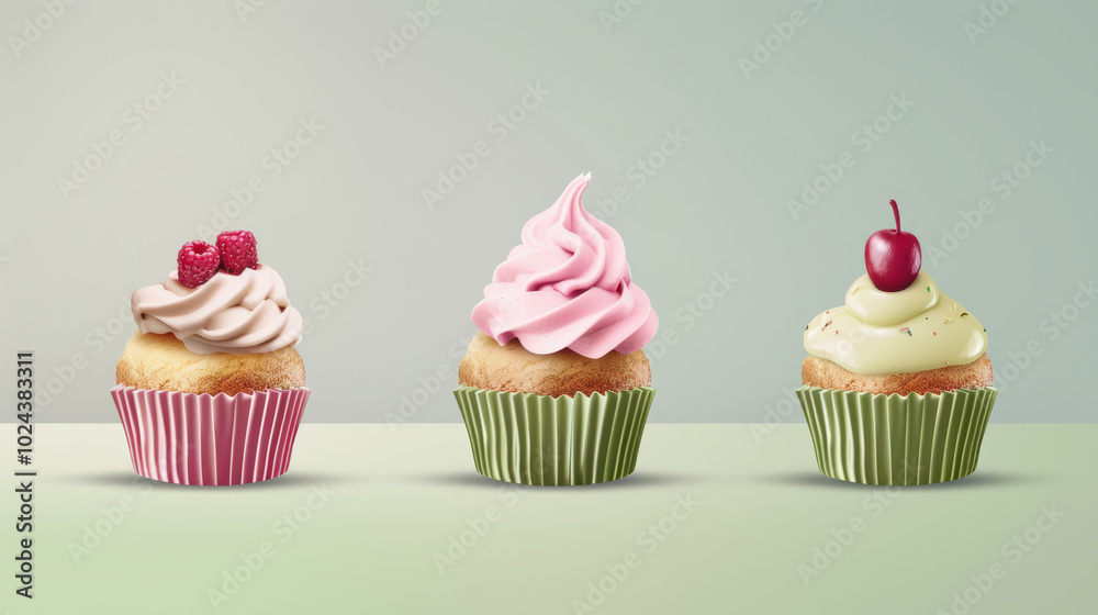Delicious cupcakes with various colorful frosting and toppings, showcasing delightful assortment of flavors and textures. Perfect for any celebration or sweet treat craving