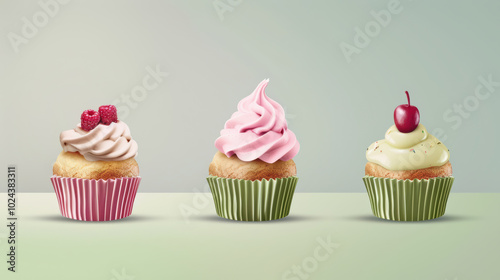 Delicious cupcakes with various colorful frosting and toppings, showcasing delightful assortment of flavors and textures. Perfect for any celebration or sweet treat craving