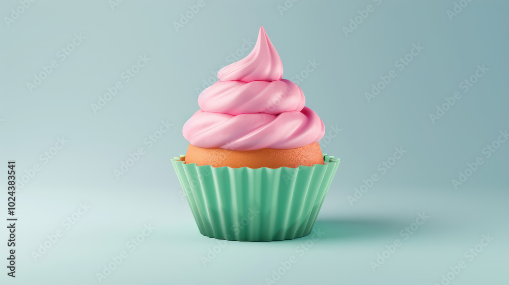 Delight in this colorful cupcake featuring fluffy pink frosting atop golden base, set against soft pastel background. Perfect for sweet treats and celebrations! Delight in this colorful cupcake featuring fluffy pink frosting atop golden base, set against soft pastel background. Perfect for sweet treats and celebrations!