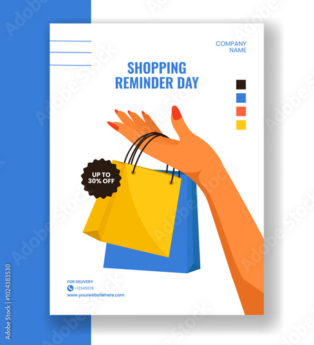 Shopping Reminder Day Vertical Poster Flat Cartoon Hand Drawn Templates Background Illustration