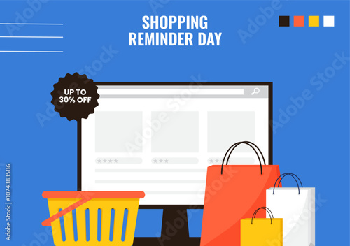 Shopping Reminder Day Social Media Background Flat Cartoon Hand Drawn Templates Illustration