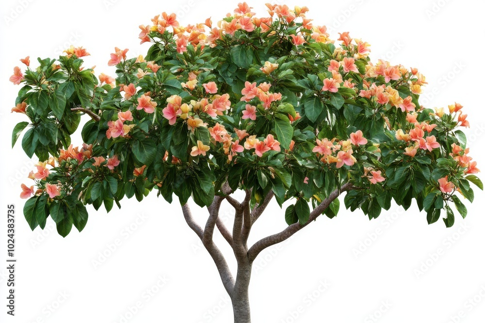 Fototapeta premium Tropical plant flower bush tree isolated on white background with clipping path