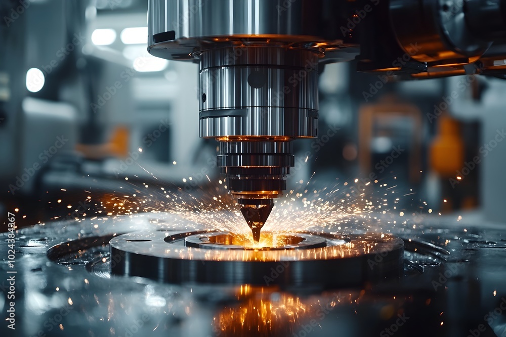 Advanced CNC Milling Machine in Action Showcasing Precision Manufacturing Technology Advanced CNC Milling Machine in Action Showcasing Precision Manufacturing Technology