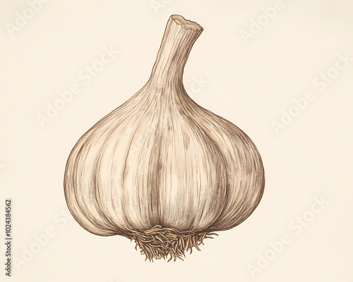 Retro Hand-Drawn Garlic for Food Branding