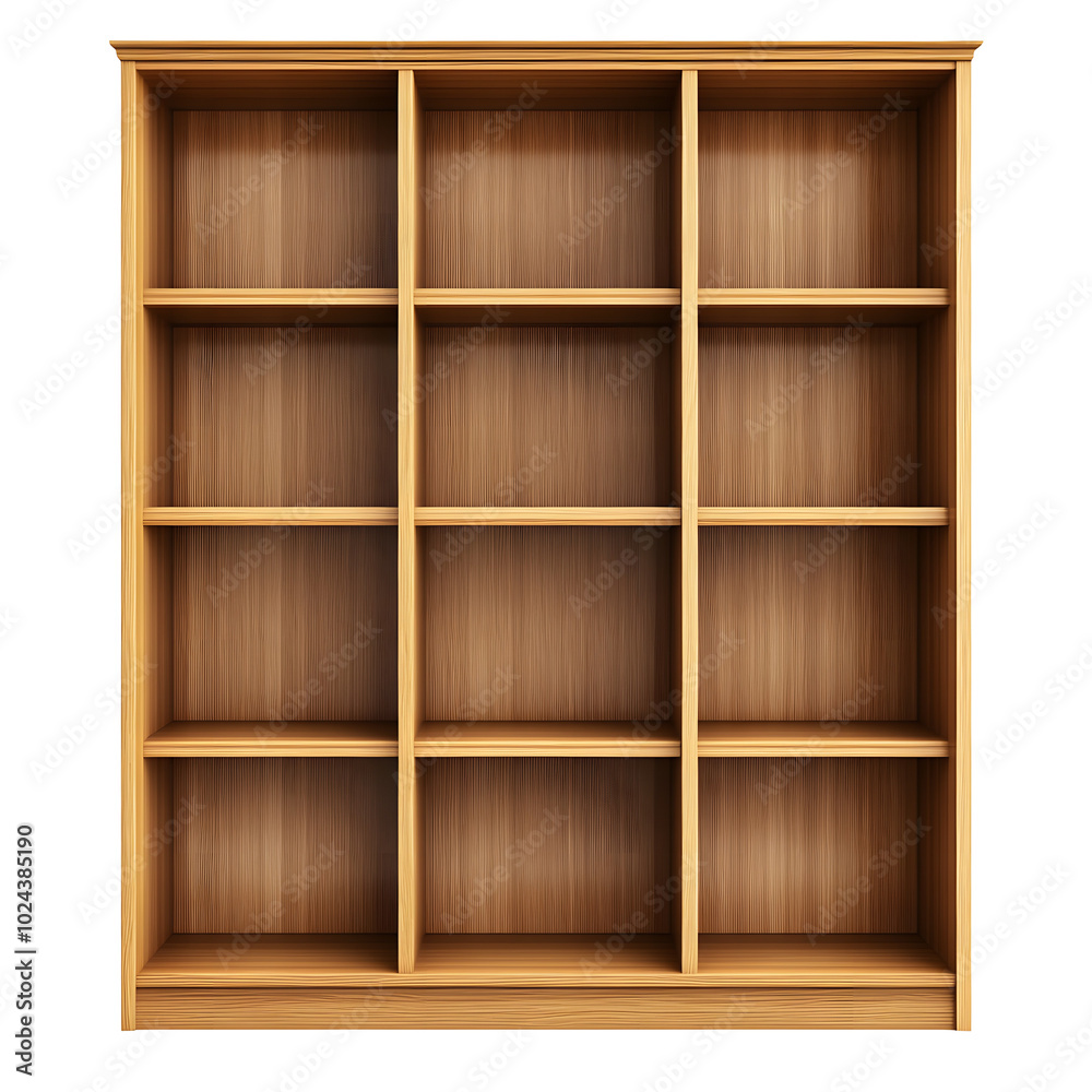 tall wooden bookshelf with multiple shelves, perfect for organizing books and decorative items. Its realistic design adds warm touch to any study or living space tall wooden bookshelf with multiple shelves, perfect for organizing books and decorative items. Its realistic design adds warm touch to any study or living space