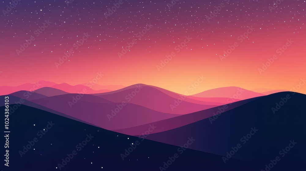 Enchanting Mountainscape at Dusk - A Serene and Captivating Scene Enchanting Mountainscape at Dusk - A Serene and Captivating Scene
