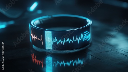 Futuristic Smart Ring with Heart Rate Monitor photo