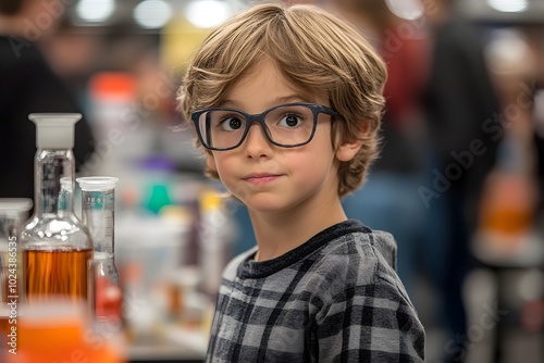 Youthful Scientist Captivated by Curiosity and Learning