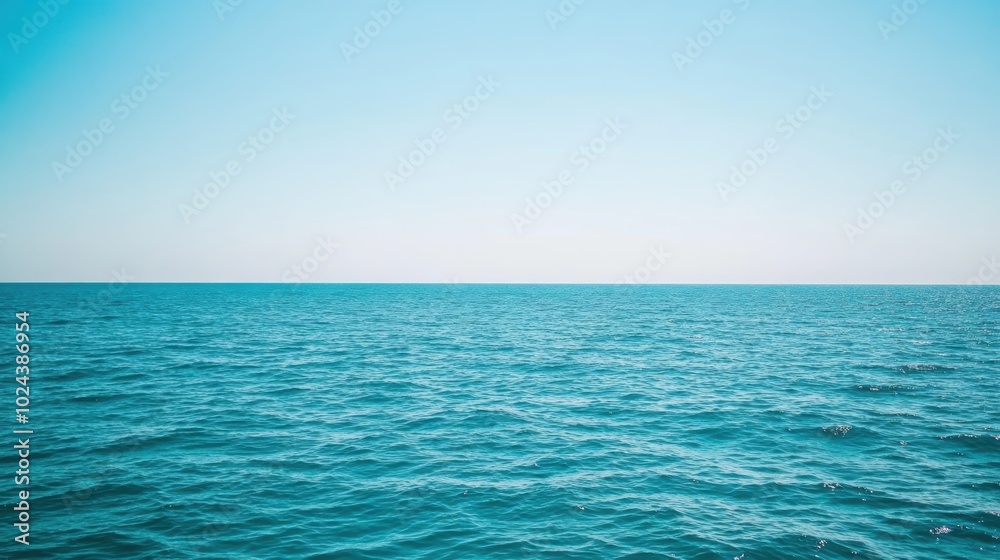 Serene ocean horizon clear blue sky Serene ocean horizon clear blue sky
