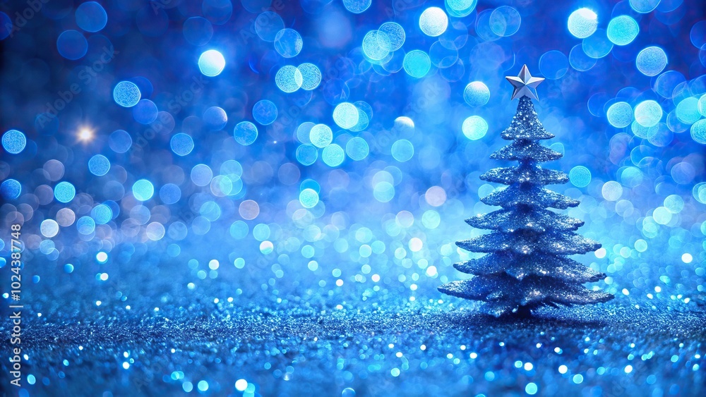Blue holiday glitter background with Christmas tree bokeh Eye Level Blue holiday glitter background with Christmas tree bokeh Eye Level