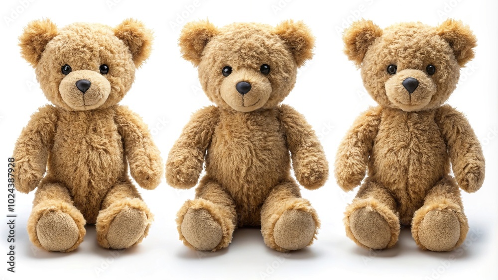 teddy bear photographed from various angles isolated on white background, long shot teddy bear photographed from various angles isolated on white background, long shot