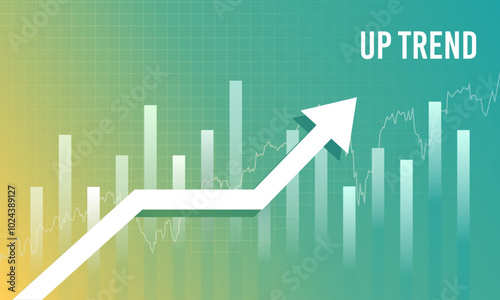 Business presentation with arrow movement grow up. Business moves forward, Up trend, Brochure, Report and Banner. Vector illustration.