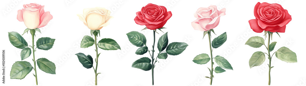 A painting of roses with a white background A painting of roses with a white background