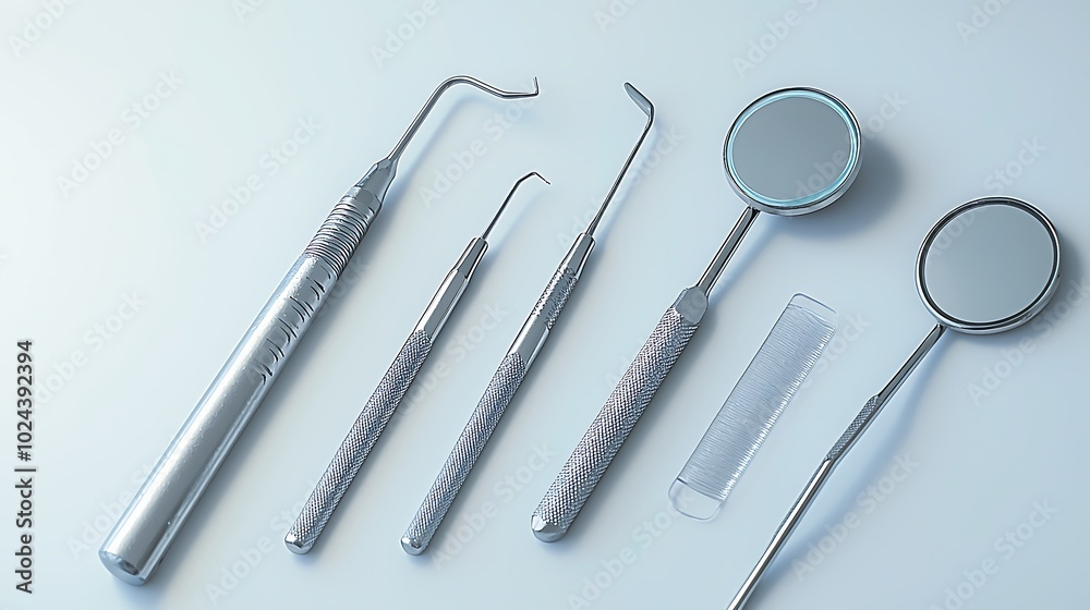 Dental Tools and Mirror on White Background Dental Tools and Mirror on White Background