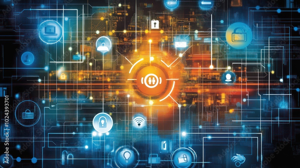 Obraz premium Cybersecurity Network - Data Protection
