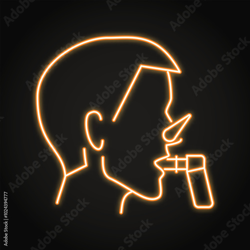 Lung function test neon icon. Spirometry, pulmonary function test. Vector illustration