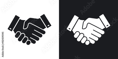 Handshake icons. solid style vector