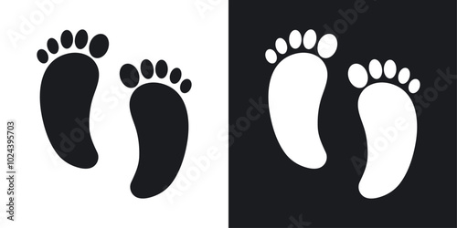 Foot icons. solid style vector