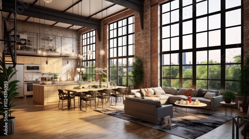 Modern Loft Apartment with Large Windows