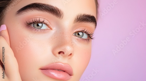 Professional Portrait of a Young Woman on Purple Background