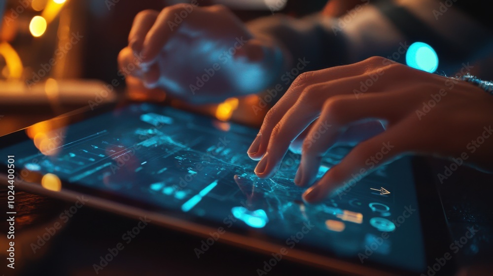 E-learning platform, close-up of interactive lessons on a tablet screen. E-learning platform, close-up of interactive lessons on a tablet screen.