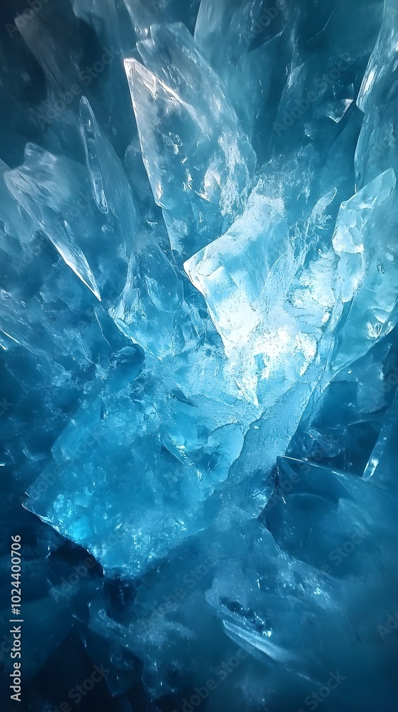 Cinematic photograph of an ice cave in the Alaskan cordillera, with blue glacial water flowing through it. Cinematic photograph of an ice cave in the Alaskan cordillera, with blue glacial water flowing through it.