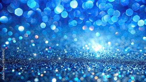 Tilted angle blue glitter with light effects bokeh background