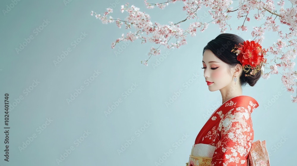 Elegant Portrait of a Woman in Traditional Attire Elegant Portrait of a Woman in Traditional Attire