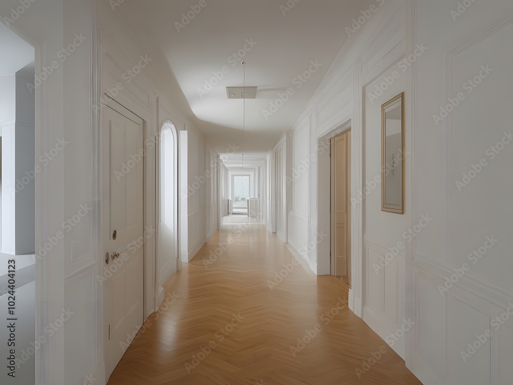 Elegant Modern Hallway Interior with Soft Lighting Elegant Modern Hallway Interior with Soft Lighting