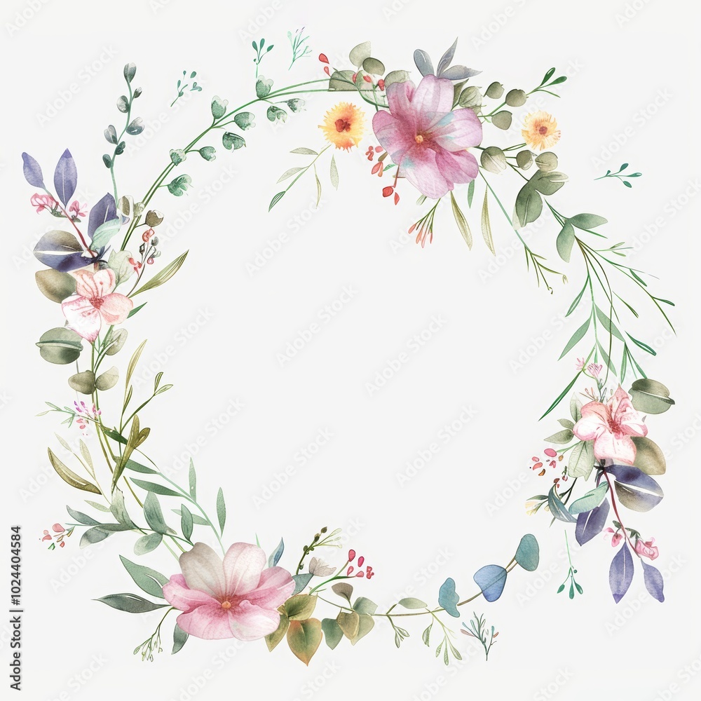 corona de flores silvestres acuarela. tarjeta, boda, invitación corona de flores silvestres acuarela. tarjeta, boda, invitación