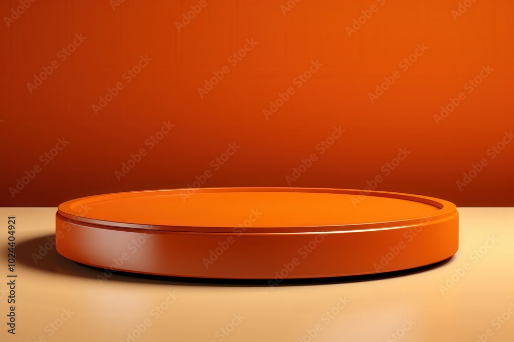 Orange Round Platform Against Orange Wall Orange Round Platform Against Orange Wall