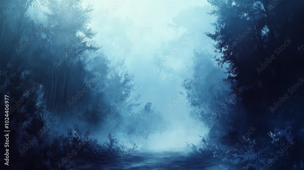 Fototapeta premium Enchanted Forest Pathway in Mist