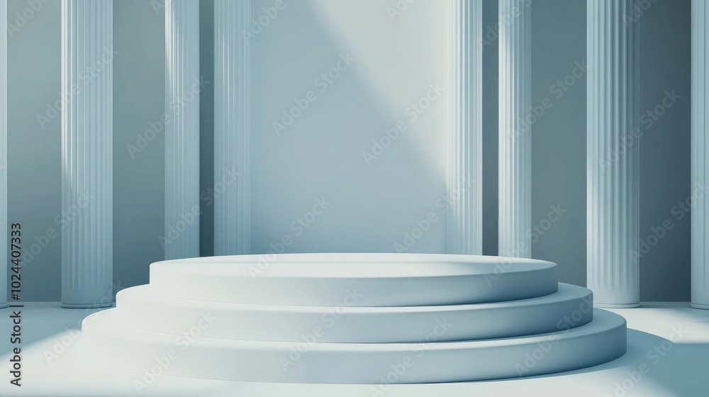 3D rendered illustration of a blank template layout for a white empty sports winner podium 3D rendered illustration of a blank template layout for a white empty sports winner podium