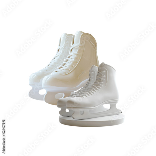 3D image of white ice skating on pure background.