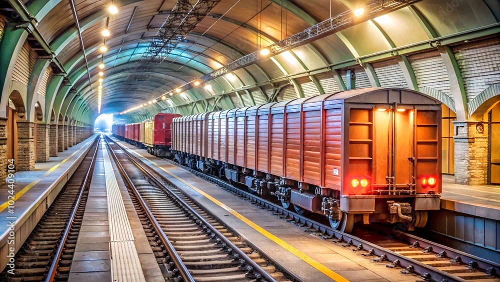 Cargo Container train in subway Cargo Container train in subway