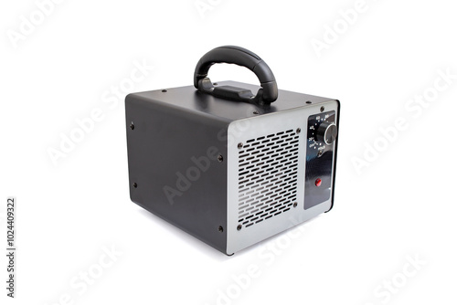 Ozone generator with a timer and black metal case, isolated on white background photo