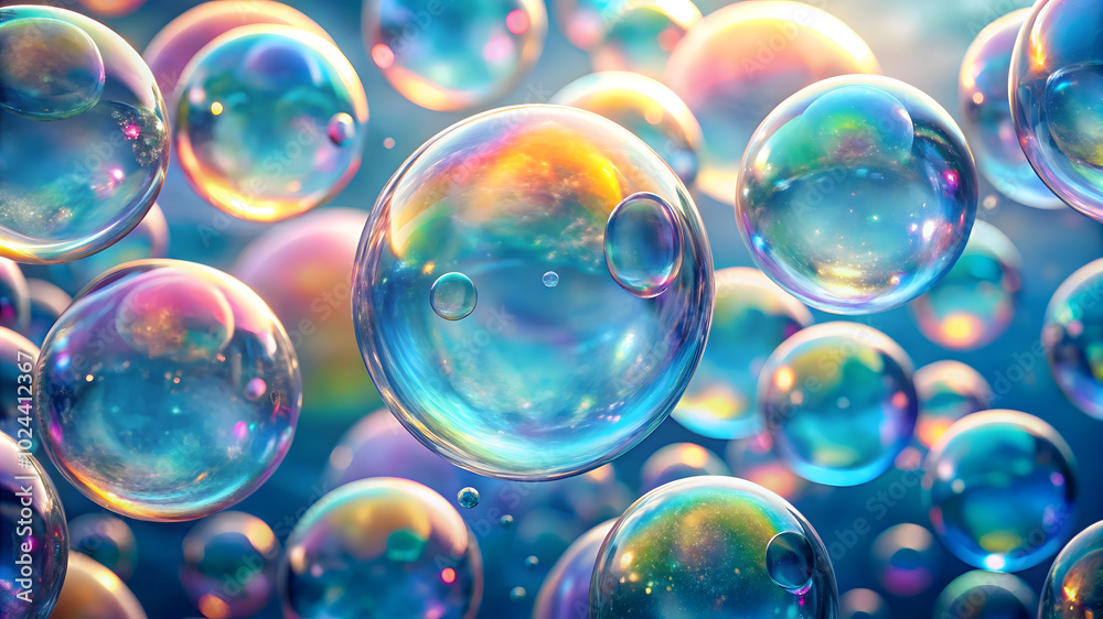 Solid Minimalist Dreamy Iridescent Soap Bubbles Background Solid Minimalist Dreamy Iridescent Soap Bubbles Background