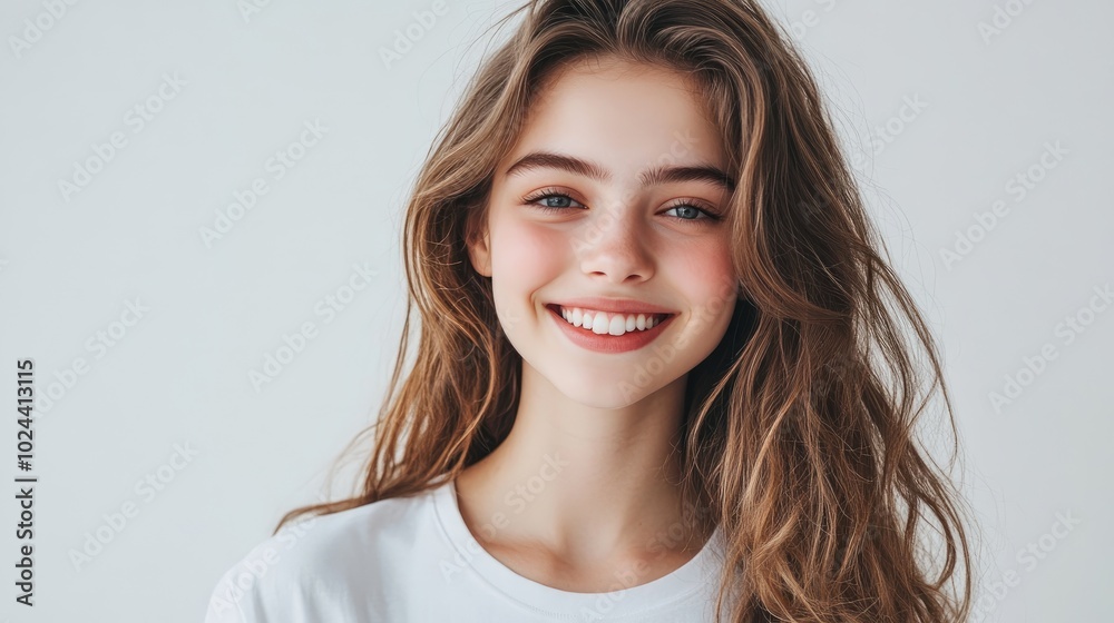 Young Woman Smiling in Studio Setting Young Woman Smiling in Studio Setting