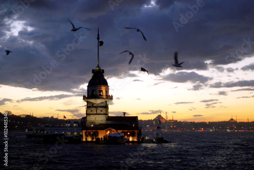 Maiden's Tower and the Dance of the Seagulls at Sunset