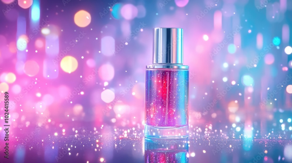 Vibrant Studio Aroma Bottle with Colorful Background Vibrant Studio Aroma Bottle with Colorful Background