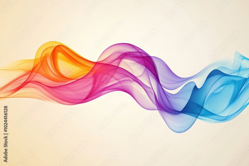Colorful abstract smoke waves on light background